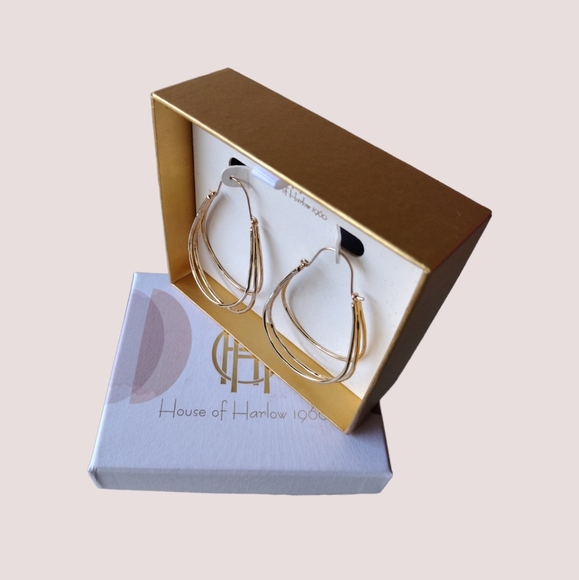 NWT House of Harlow 1960 Triple Loop Earrings - Picture 4 of 5